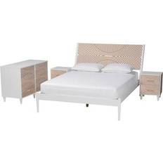 White Bed Packages Baxton Studio Louetta 4-Piece White Wood Queen Bedroom Set