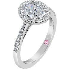 Suzy Levian Halo Engagement Ring - Silver/Diamond/Transparent