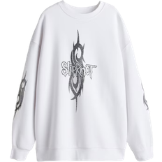 H&M Oversized Printed Sweatshirt - White/Slipknot