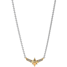 Pandora Marvel Captain Marvel Octogram Star Two Tone Pendant Necklace Gold/Transparent