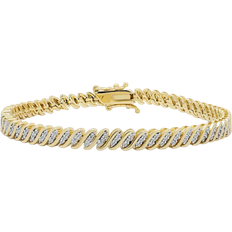 Macy's Triple Row S Link Bracelet - Gold/Diamonds