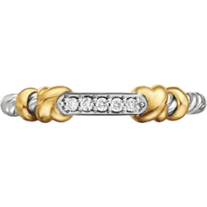 Jewelry David Yurman Petite Helena Wrap Band Ring - Silver/Gold/Diamonds