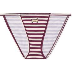 Victoria's Secret Cotton String Bikini Panty - Wild Rose Stripe Print W Dog Graphic