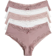 H&M Microfibre Hipster Briefs 5-pack - Dusty Pink/White