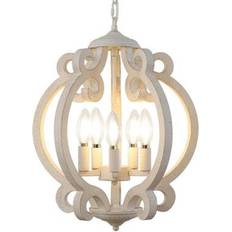 Home depot The Home Depot Weathered Wooden Distressed White Pendant Lamp 15.8"