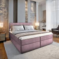 Betten-Sets Masseno Boxspringbett Pellio 160x200 cm Komplett-Set mit Bonell Matratze und Topper - Lila Betten-Sets