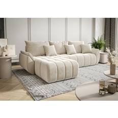 Fun-Möbel Ecksofa Schlafsofa OSAKA Stoff Monolith Creme Ottomane Links Sofa