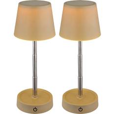 Globo Lighting LED Sand/Chrome Table Lamp 28cm 2pcs