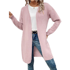 Shein LUNE Women's Solid Color Drop Shoulder Long Sleeve Long Casual Cardigan Sweater, Fall & Winter