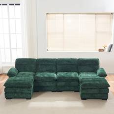 Latitude Run Balendin Green Chenille Sofa 111.8" 4 Seater