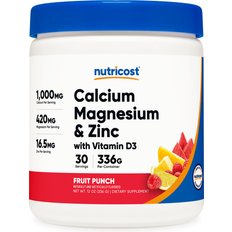Nutricost Calcium Magnesium Zinc With Vitamin D3 Fruit Punch 12 oz
