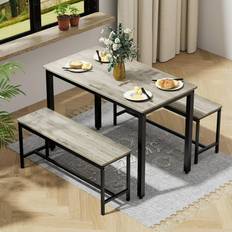 Metal Dining Sets SumKea 3-Piece Breakfast Nook Grey Dining Set 29.9x43.3" 3pcs