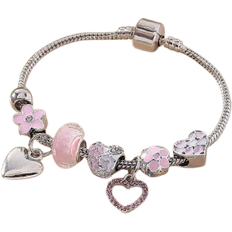 Copper Bracelets Shein 1pc Detachable Flower & Heart Shaped Diy Oil Drip And Rhinestone Pendant Copper Chain Bracelet For Women, Cute And Fashionable Accessory, Perfect For A Date Or Gift