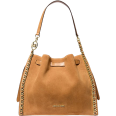 Michael Kors Mina Large Suede Chain Shoulder Bag - Brown