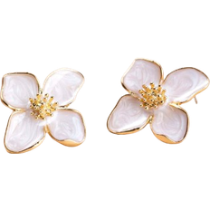 Shein 1pair Colorful Dopamine Four-Petal Flower Earrings For Women, Daily Wear Simple Versatile Sweet Holiday Gift Valentines,Mom,Mother,Mother's Day,Gift