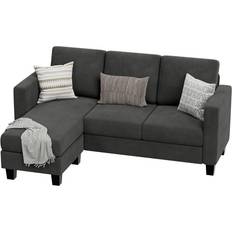 Ebern Designs Upholstered Dark Gray Sofa 72.8" 3pcs 2 Seater