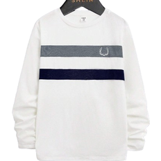 3-6M T-shirts Shein Tween Boy Casual Long Sleeve T-Shirt, Mixed Pattern Design, Basic Crew Neck, Suitable For School, Daily Wear, Sports, Autumn Winter