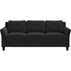 Red Barrel Studio Lourdez Black Microfiber Sofa 78.7" 3 Seater