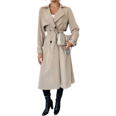 Shein Firerie Elegant Waist Cinched A-Line Long Sleeve Trench Coat, Autumn/Winter