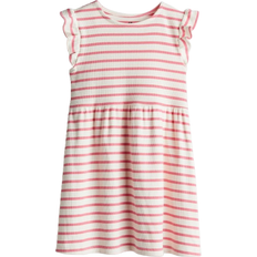 H&M Ribbed Jersey Dress - White/Pink Striped (1025935021)