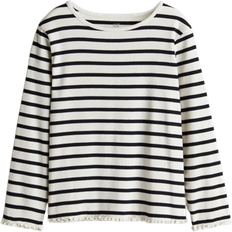 H&M Long-Sleeved Jersey Top - White/Black Striped (1212699021)