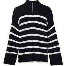 NA-KD Knitted Sweater with Front Zipper - Striped