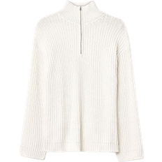 NA-KD Knitted Sweater with Front Zipper - Off-White