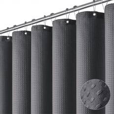 Dynamene Waffle Charcoal Grey 13pcs Curtain and Hook Set
