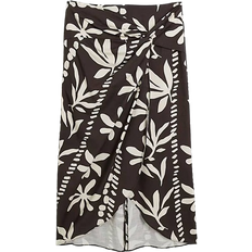 Brown Skirts River Island Womens Brown Floral Wrap Midi Skirt