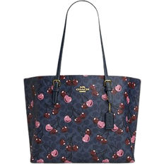 Coach Mollie Tote In Signature Canvas With Cherry Print - Gold/Denim Multi