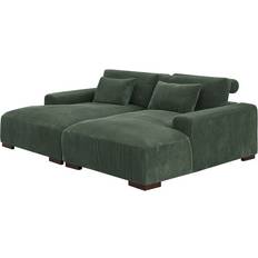 Wade Logan Axiel Green Corduroy Sofa 88" 3 Seater