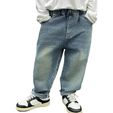 Shein Young Boy's Loose Fit Casual Denim Jeans, Autumn Style