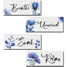 Utuichuo Wood Blue Wall Decor 25x10cm 4pcs