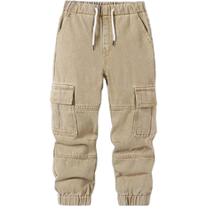 Shein Young Boy Retro Casual Street Style Loose Multi-Pockets Drawstring Waist Elastic Waist Denim Cargo Pants