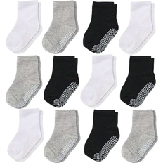 Pairs Crew Socks With Non Slip/Anti Skid Soles For Baby Infants Toddlers Kids Boys Girls