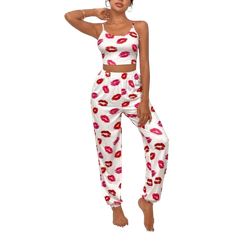 Shein Lip Print Cami Top & Pants PJ Set / Pajama Set White Set