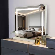 Illuminated Makeup Mirrors Metro Lane Make Up Mirror With Dimmable Lighting - White