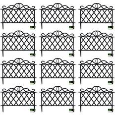 Samuel Alexander Pack of 12 27cm Black Plastic Garden Patio Lawn Border Fence Edging