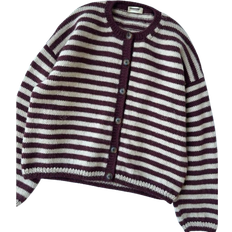 Shein Women's simple, commuter-friendly cardigan with round neck, color blocks and stripe pattern with buttons