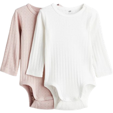 H&M Long Sleeved Bodysuits 2-pack - Powder Pink/White (1110252001)