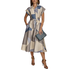 Pockets Dresses Donna Karan Women's Printed A-Line Shirtdress - Arctic Frost Multi