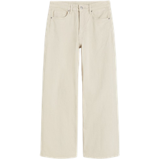 H&M Wide High Cropped Jeans - Light Beige