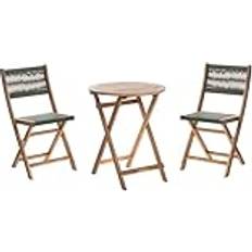 Groen Bistrosets Beliani Bistro Set PROSSEDI Akazienholz Grün Café-Set, 1 Tisch einschl. 2 Stühle