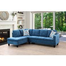 Ebern Designs Ranav Blue Sofa 66.5" 2pcs 4 Seater