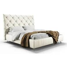 160cm Frame Beds KAWOLA Polsterbett Leder Weiß 160x200 cm Rahmenbett