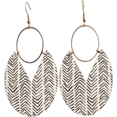 Wood Earrings Shein 1pair Geometric Pattern Round Drop Earrings