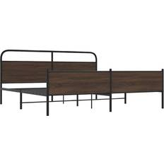 Beds & Mattresses vidaXL Metal Bed Frame without Mattress 200x200 cm Brown Oak