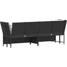 vidaXL Gartensofa mit Kissen Schwarz Poly Rattan Lounge-Set