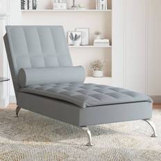 Fauteuils de massage vidaXL Chaise Longue De Massage Avec Traversin Gris