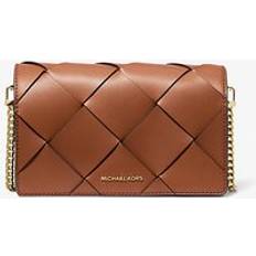 Michael Kors Women's Jet Set Medium Woven-Leather Crossbody Bag - Brown